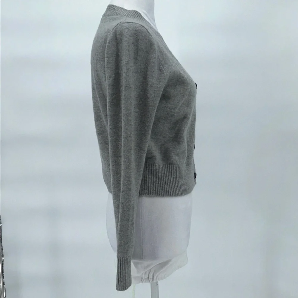 J.Crew Cashmere Cardigan Womens Small Gray Cropped Button Front